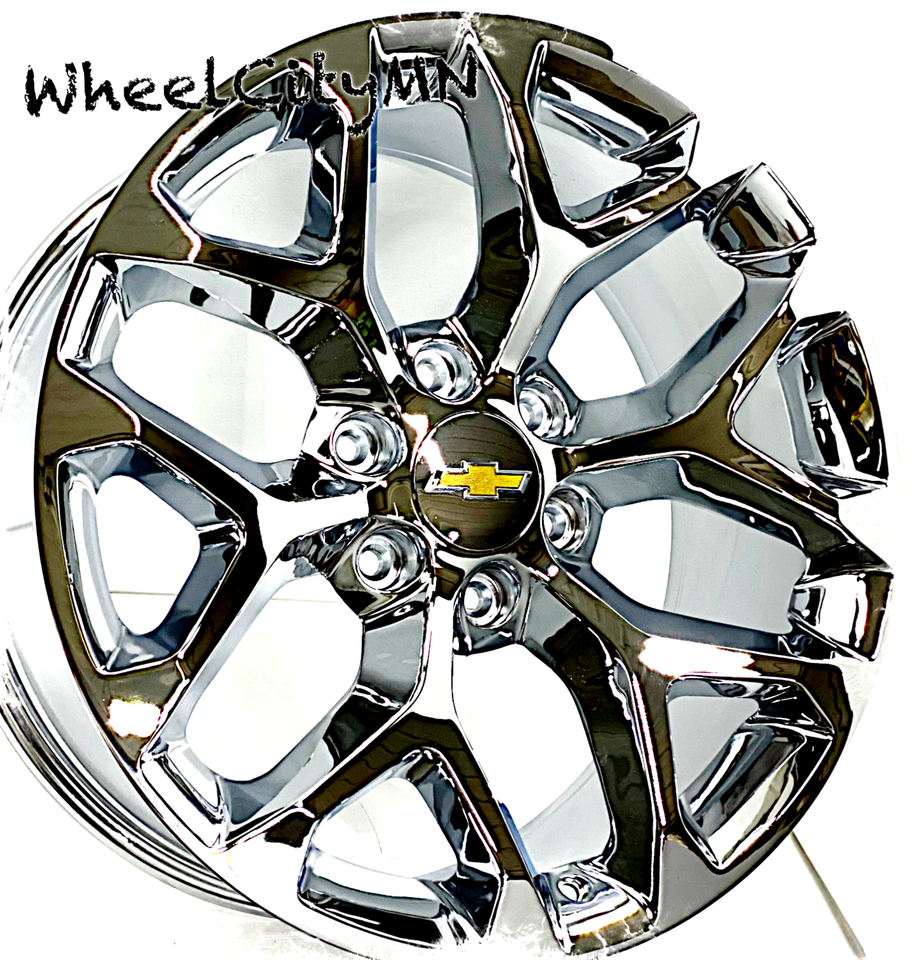 Chevy Snowflake Rim Size 22” Chrome Snowflake 5668 SFO Replica Rims fits 2025 Chevy Tahoe ...