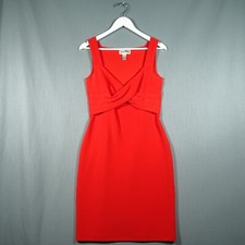 Joseph Ribkoff Dress Womens 10 Red Wrap Bodycon Sleeveless Knee Length Preloved