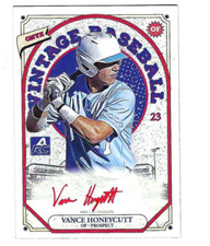 VANCE HONEYCUTT 2023 ONYX VINTAGE BASEBALL ON CARD AUTO RED INK /25