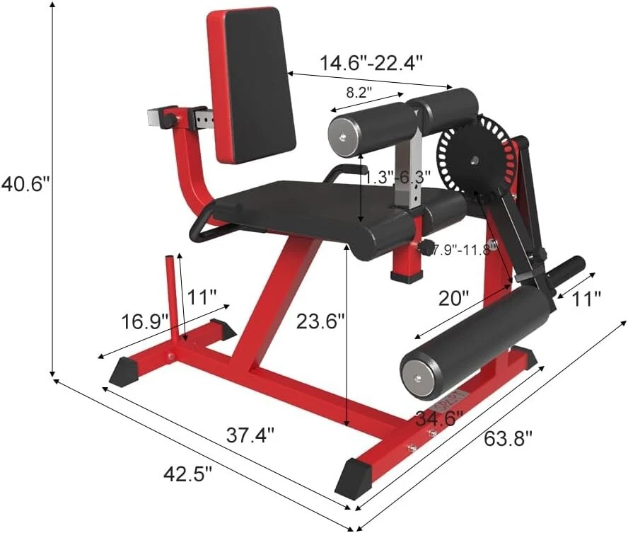 Perfect for Special Leg Fitness, Adjustable Pad Machine For Isolated Thigh, Red - Image 2 of 4