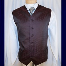 LOUIS ROTH Black Burgundy Paisley Men Formal Waistcoat Vest Size XL