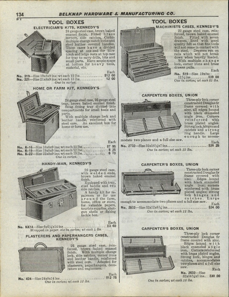 1930 PAPER AD 6 PG Carpenters' Electrician Machinist Tool Box