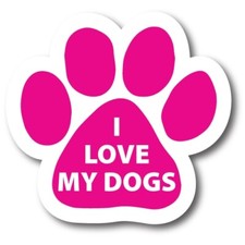 I Love My Dogs Pawprint Car Magnet By Magnet Me Up 5" Pink Paw Print Auto Truck