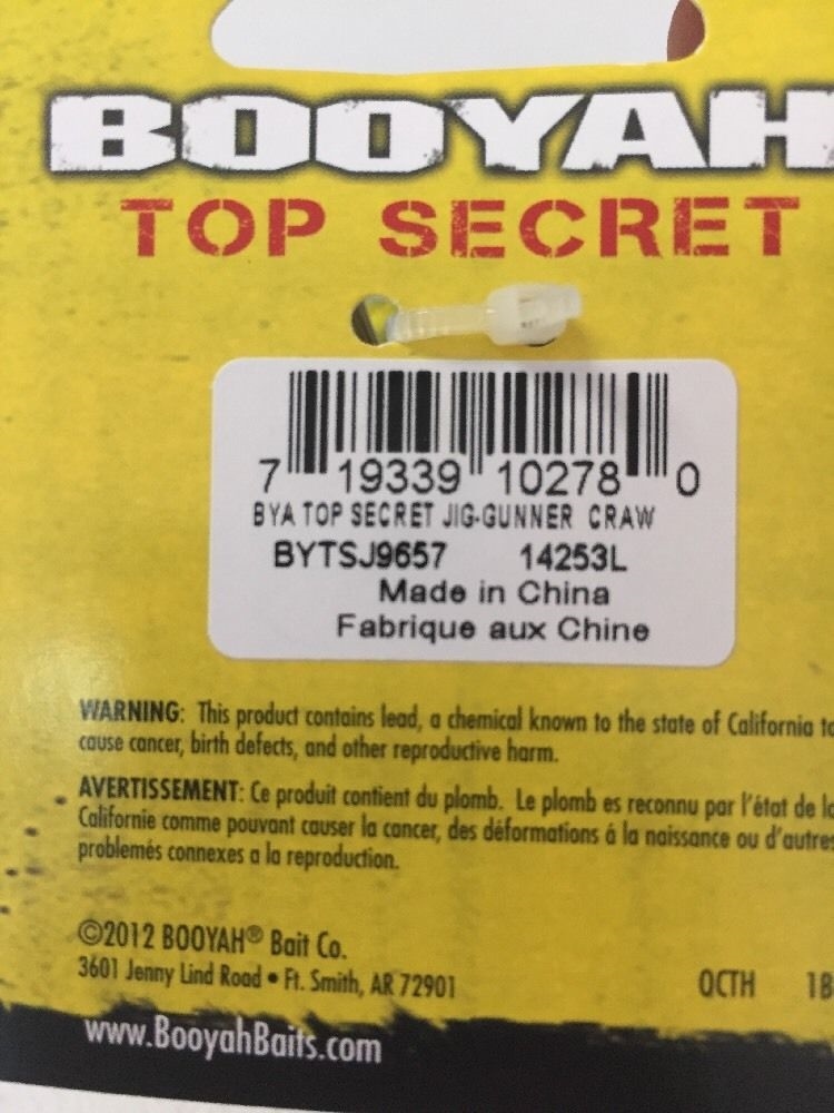 (6) Booyah Bait Company Top Secret Jig 9/16 Gunner Craw BYTSJ9657 eBay