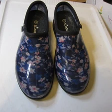 Sloggers Sz 10 Womens Garden Shoes Purple Floral Print Waterproof Casual Slip On