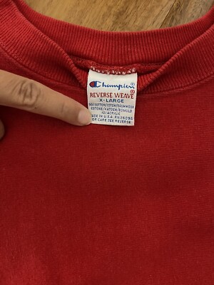 Vintage Champion Red Hoodie Reverse Weave Sweatshirt XL | eBay