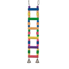 Rainbow Wooden Bird Ladder Parrot Toy with Bells for Bird Cages