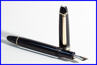 MONTBLANC Meisterstück 142 KOLBENFÜLLER Schwarz & Gold mit BB 14K