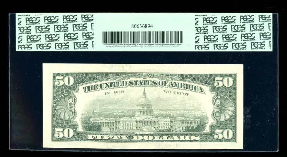 DBR 1985 $50 FRN St. Louis Fr. 2122-H PCGS 63 PPQ Serial H08098166A - Image 2 of 2