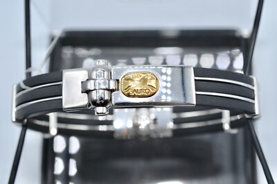 Sauro Brev 18K White And Yellow Gold Rubber Bracelet. 38.1gr