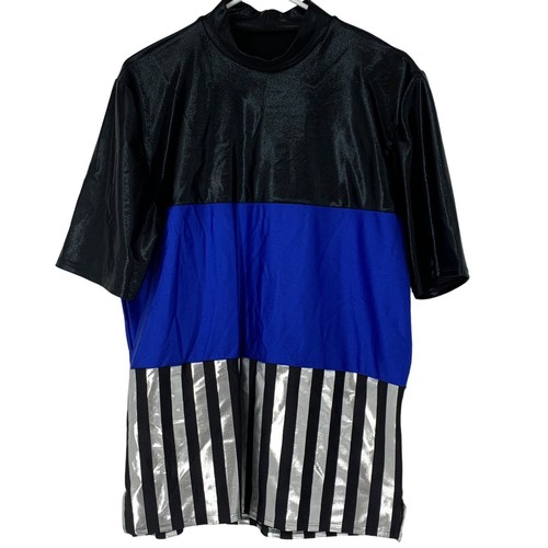 Creative Costuming Shirt Costume Festival Stand Collar Short Sleeve Metalic 3098