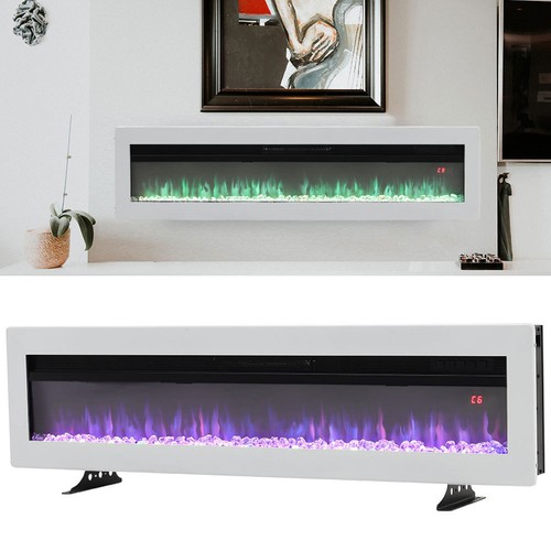 40-70'' Electric Wall Mounted Inset Fire 9 Flames LED Fireplace w/ Standing Legs - Picture 3 of 28