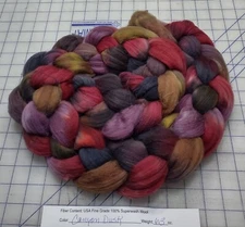 Superwash Fine Wool Top Roving Spinning Handpainted Dyed USA Canyon Dusk
