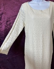 Women’s BANANA REPUBLIC Dress Size 12 beige lined long sleeve lacy $130 NEW hh20