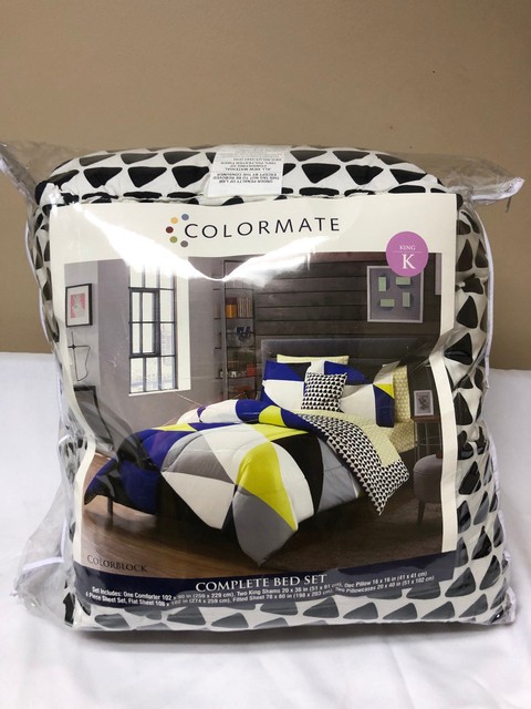 Sears Colormate Colorblock King Complete Bed Set For Sale Online