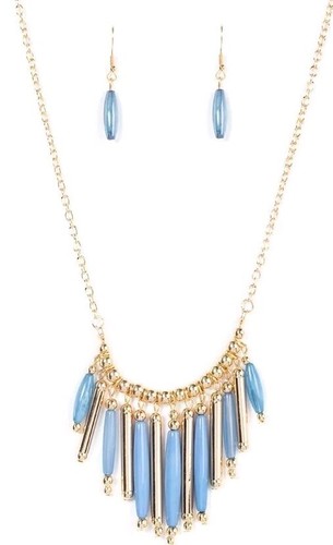 Bohemian Breeze Fringe Blue Paparazzi Necklace And Earrings
