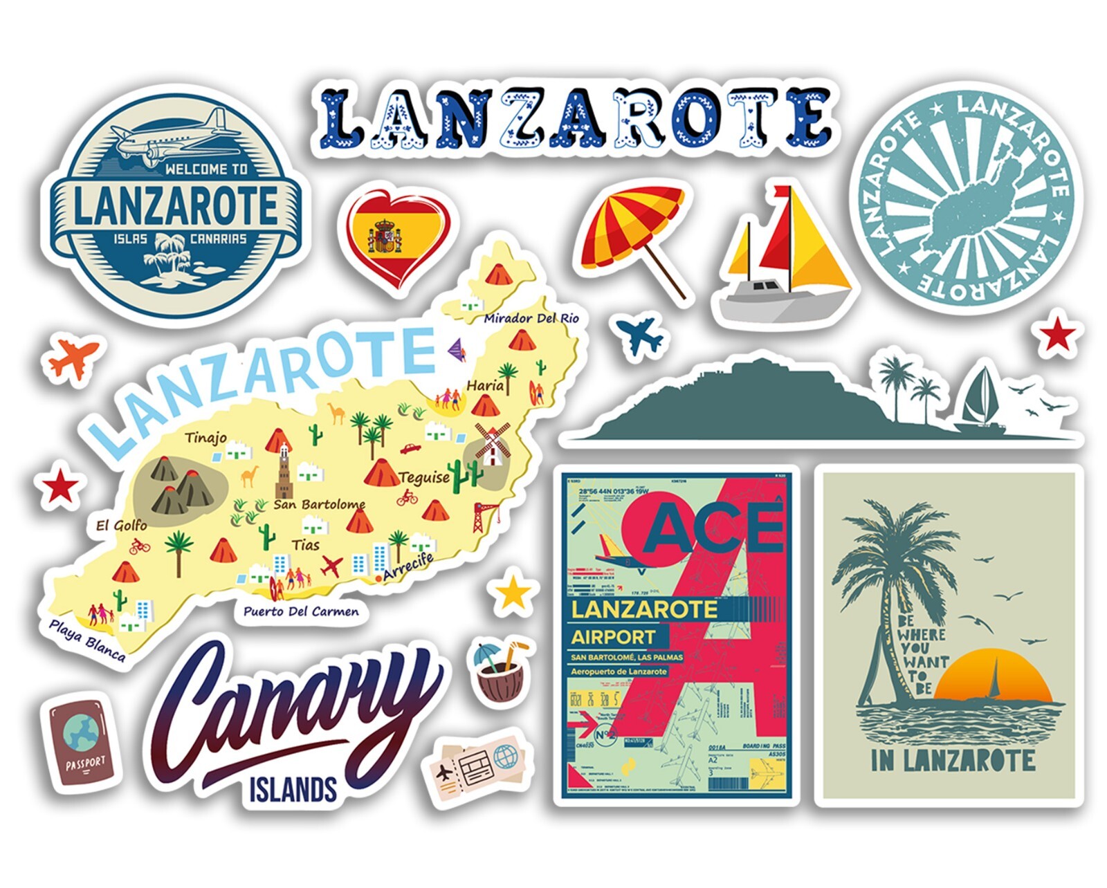 A5 Sticker Sheet Lanzarote Vinyl Stickers - Spain Landmark Holiday Travel #79584 - Image 6