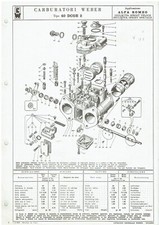 ALFA ROMEO GIULIETTA SPRINT VELOCE/SPECIALE WEBER 40DCOE2 CARB ELENCO RICAMBI I TESTO