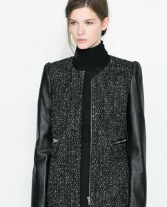 zara leather sleeve jacket