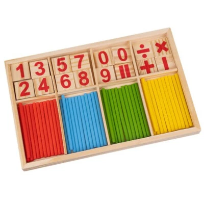 KRUZZEL Rechenstäbchen Holz Lernspielzeug Montessori Mathe Rechnen Zählen Bunt Kinder