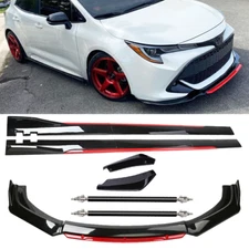 Gloss Black Strut Rod Front Bumper Lip Spoiler Splitter For Toyota Corrolla Hat