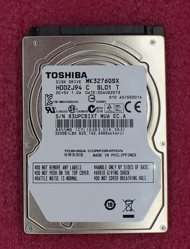 Broderskab Glorious ammunition Toshiba 320Gb 5400rpm 2.5 inch 9.5mm SATA Hard Drive | eBay