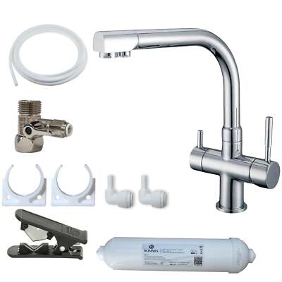Hommix Berta Chrom 3-Wege Wasserhahn & Advanced Einzelfilter Untertisch Trinkwasser