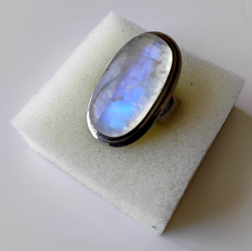 Bague en Pierre de Lune et Argent Sterling 925 - Taille 57. - Photo 1/4