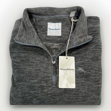 Tommy Bahama 1/4 Zip Luxury Pullover Sweatshirt Men s Large Soft Touch Gray