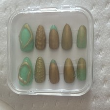 Almond Medium Full Cover 3D Artificial Nails ...