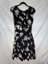 Lauren Ralph Lauren Beautiful Floral Feminine Classy Flare Black Yellow Size 8