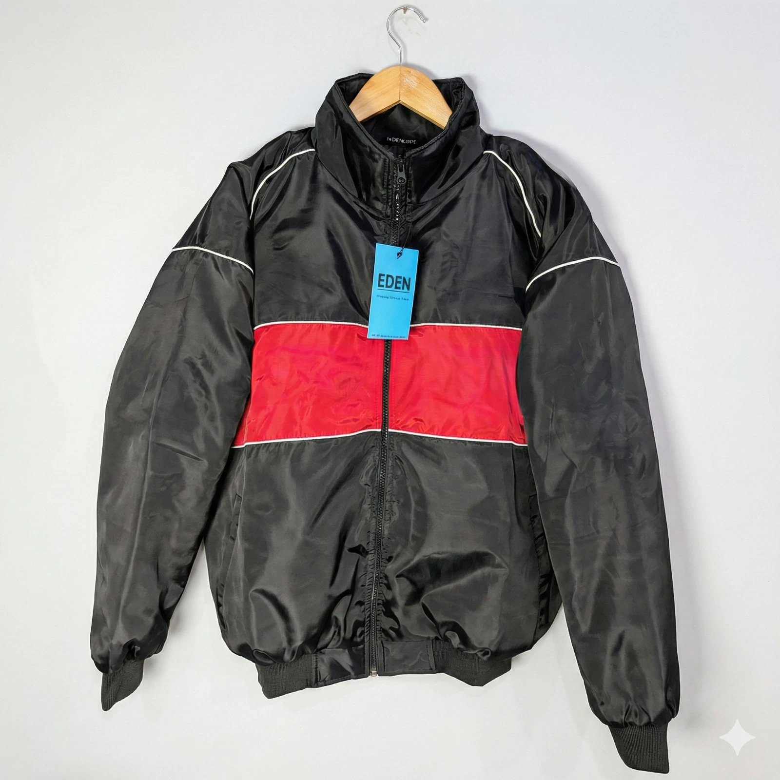 Men's Oversized Retro Bomber Jacket 90s Vintage Racing Style Zip Up Track Coat