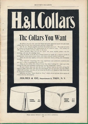Magazine Ad - 1900 - Holmes & Ide Shirt Collars - Troy, NY