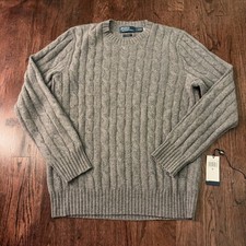 Polo Ralph Lauren Iconic Cable-Knit Cashmere Sweater - Medium - Grey 498