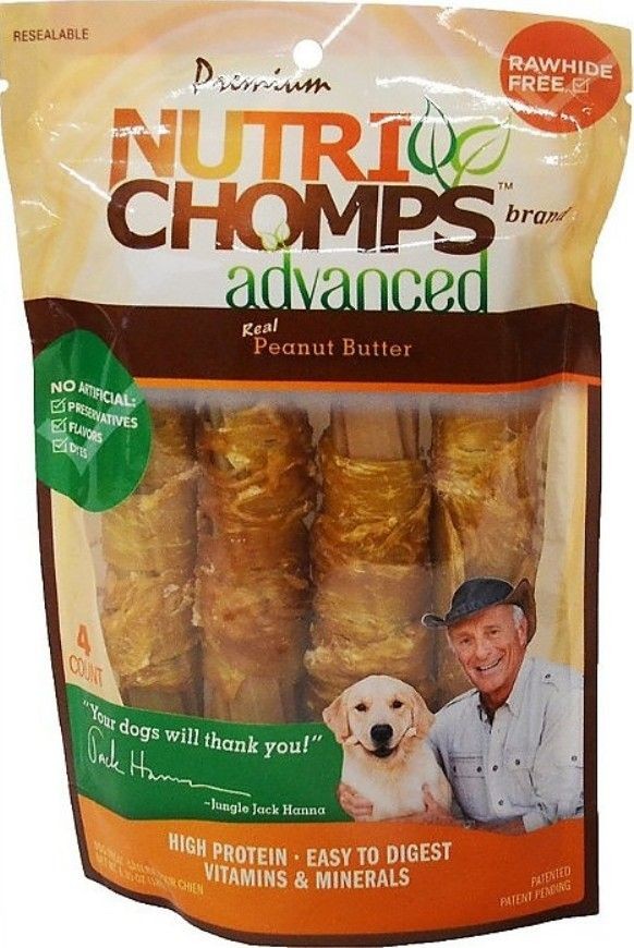 Dog, Nutri Chomps Advanced Twists Dog Treat Peanut Butter Flavor (4 count)