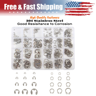 327Pcs Stainless Steel E-Clip Circlip Kit Retaining Ring Assortment Set 24 Sizes