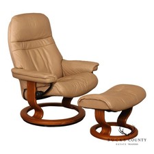 Ekornes Stressless Modern Leather Recliner And Ottoman