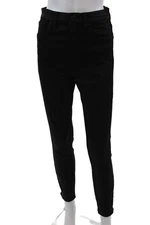 Hudson Womens High Rise Centerfold Skinny Ankle Jeans Black Cotton Size 27