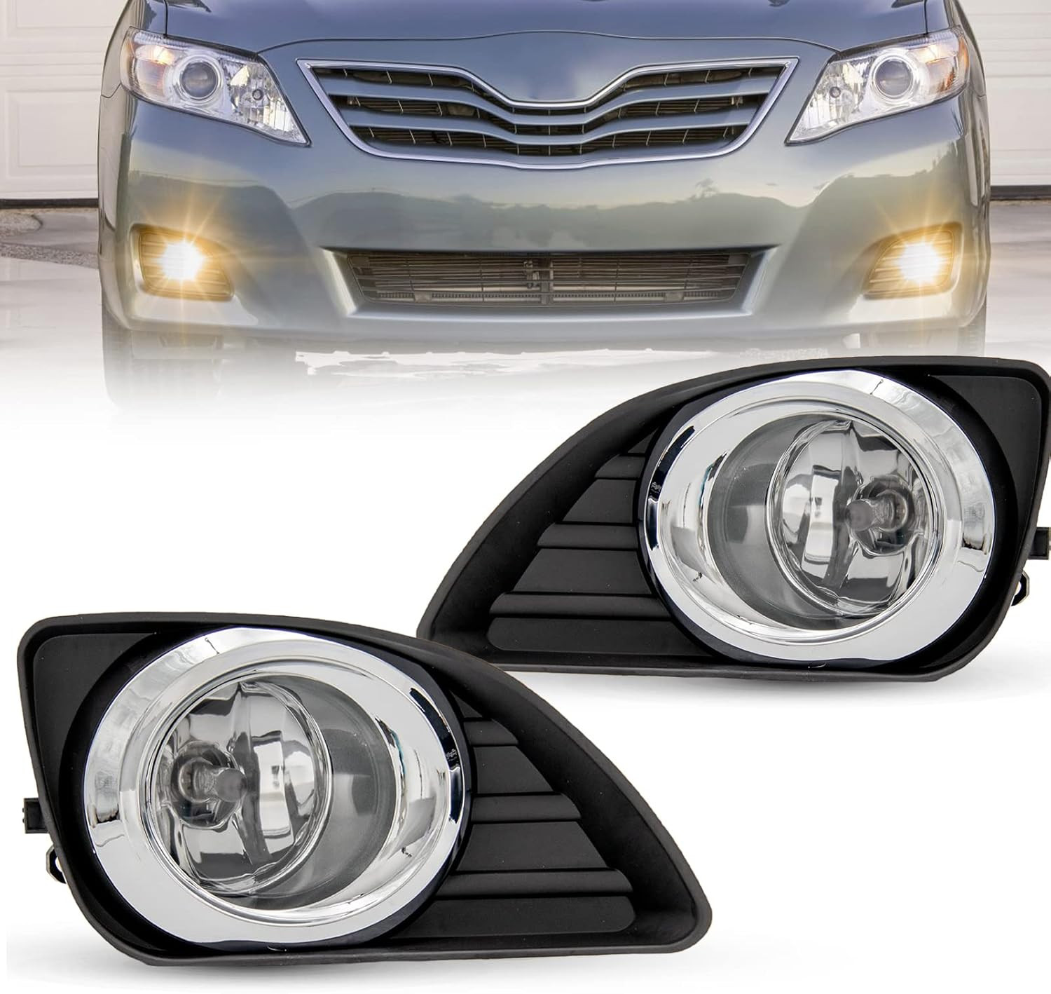 Fog Lights 2010-2011 Toyota Camry Halogen Pair Clear Lens Switch Wiring Kit IP67