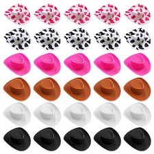 30PCS Plastic Mini Western Cowboy Cowgirl Hat Cute Miniature Small, Colourful