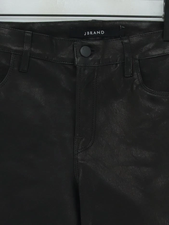 Pantalón chino recto para mujer marca J W 27 en negro 100 % cuero Foto 3 de 4