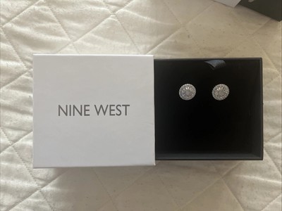 NIB Nine West Cubic Zirconia Round Pierced Stud Earrings