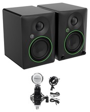 Pair Mackie CR4.5 4.5" Powered Studio Monitors w/ Tone Control Microphone