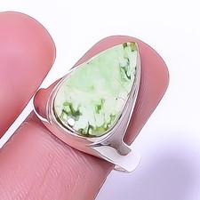 Chrome Chalcedony 925 Sterling Silver Handmade Solitaire Ring s.9 T43 A383