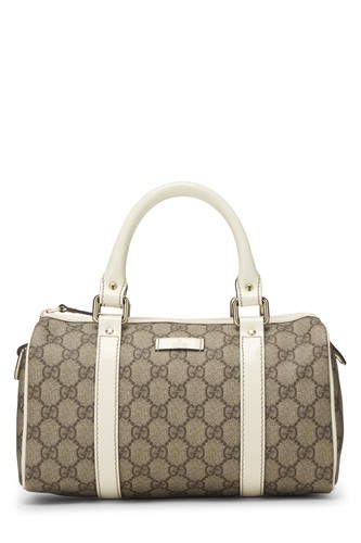 Gucci White GG Supreme Coated Canvas Joy Boston Handbag - WGACA