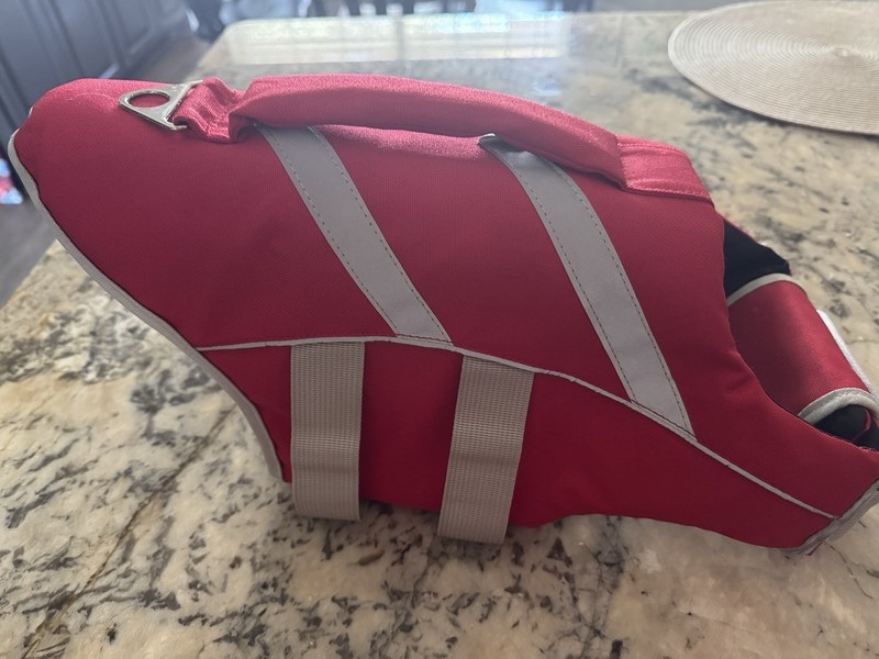 Red Dog Life Jacket Vest Size M Polyester Reflective Rescue Handle QR Buckle
