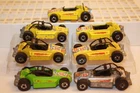 Seven (7) Vintage 1975 Hot Wheels Rock Buster Dune Buggy Cars BLACKWALL TIRES