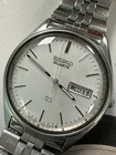 Vintage Seiko SQ 5Y23-8049 Quartz Day-Date Linen Silver Dial Stunning Estate