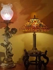 Stained Glass Lamp &  Shade Tiffany Studio Reproduction &  Antique Base