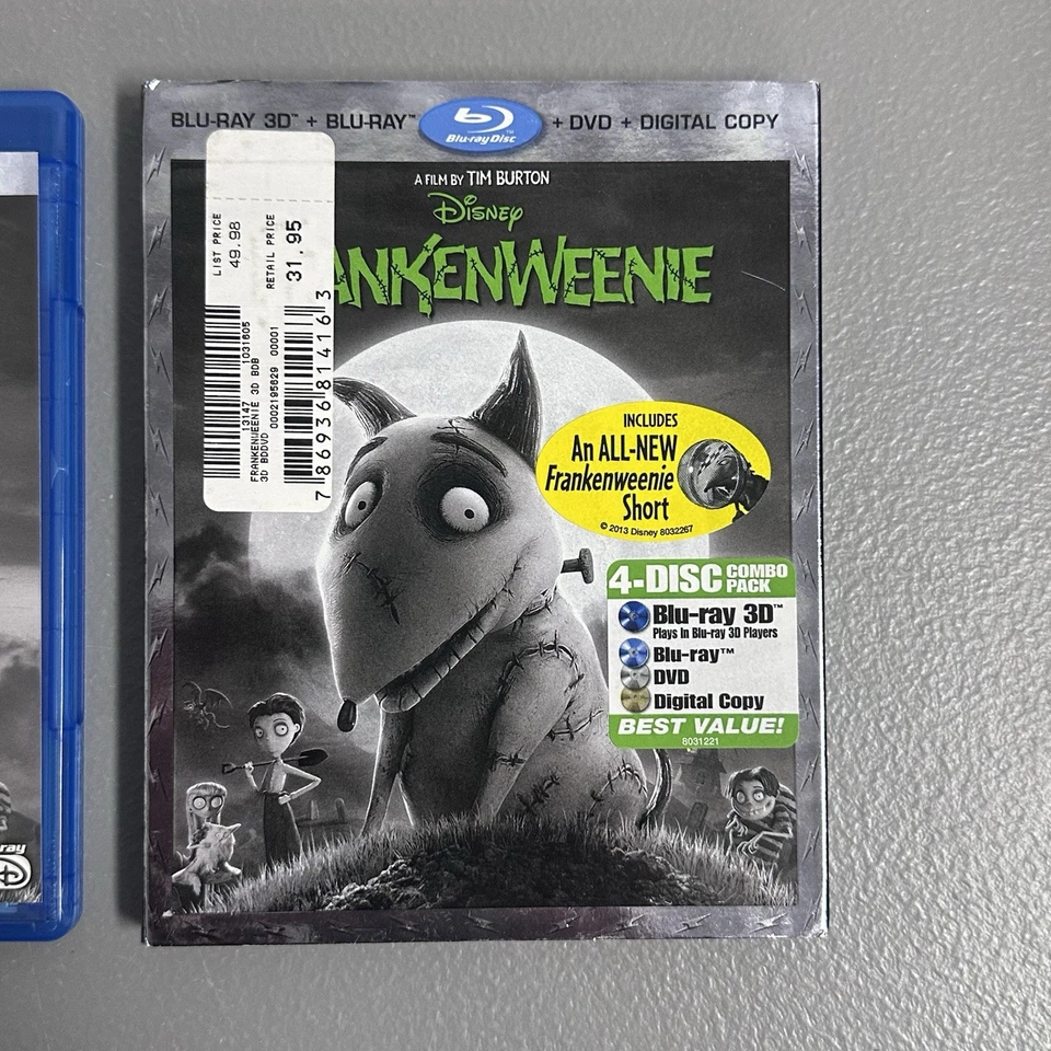 Frankenweenie (Blu-ray + 3D + Dvd, 2013, 3-Disc Set w Slipcover) Disney Foto 4 de 4